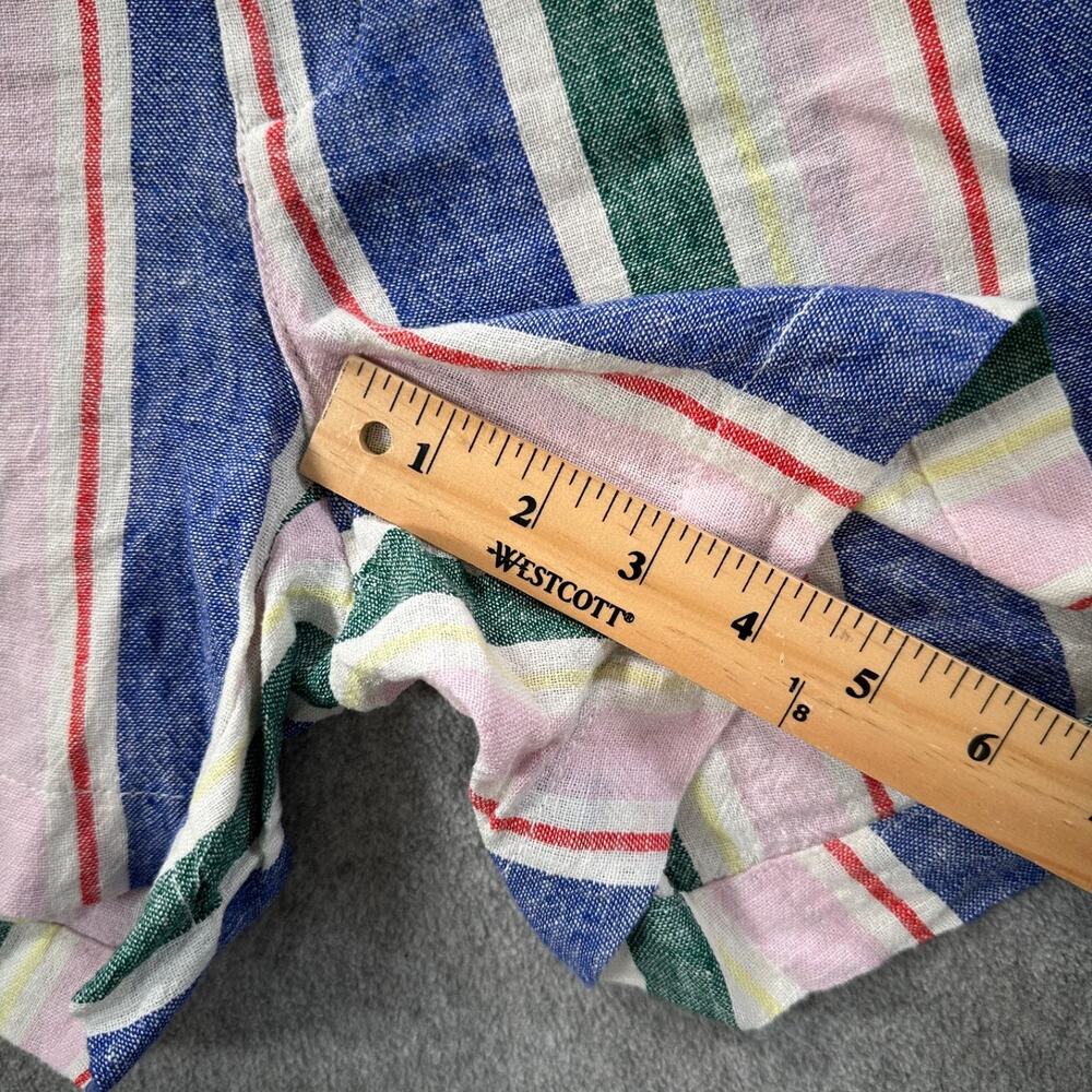 Old Navy Striped Everyday Short Women's 8 Linen Blend Blue Pink 4" Inseam - Picture 2 of 6